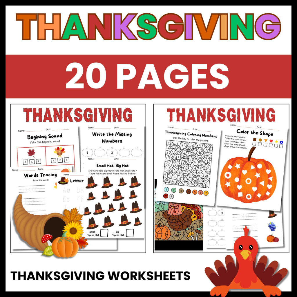 Thanksgiving worksheets Fall activities for kids
